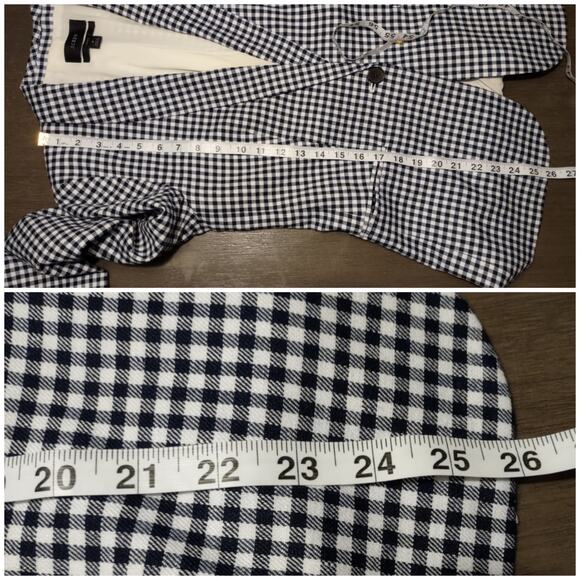 J Crew Parke Gingham Stretch Linen Blend Blazer Classic Blue Size 4 - Picture 9 of 16